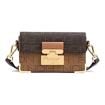 FION PVC Small Square Bag, Crossbody Bag, Shoulder Bag Small Size Women's Coffee With Caramel