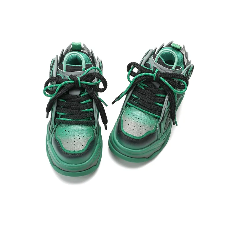 X·LUN Snowy Foot Collection Cushioning Height Increasing Slip Resistant Low Top Skateboard Shoes Unisex Green-4
