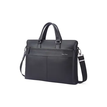BISON DENIM Top Grain Cow Leather Genuine Leather Briefcase Shoulder Bag Crossbody Bag Men's Black