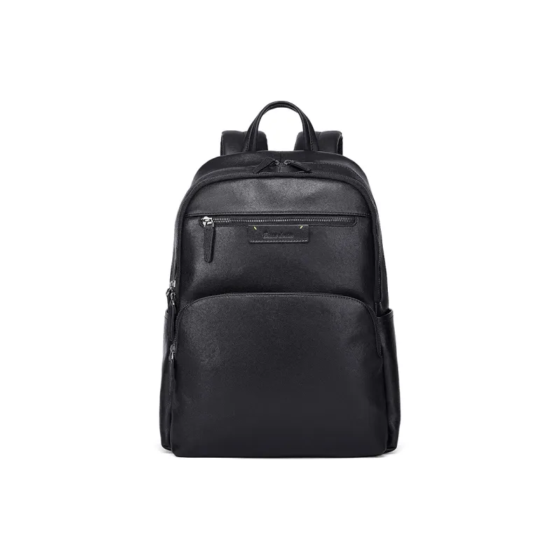 BISON DENIM Genuine Leather Top Grain Cow Leather Backpack Large Size Men's Black-1