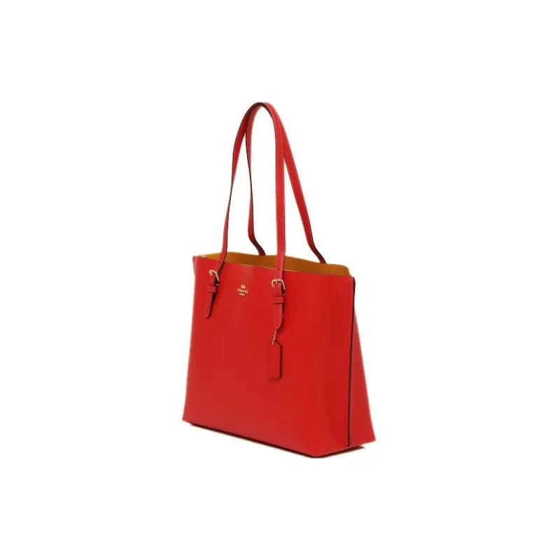 COACH Mollie Leather Shoulder Bag, Tote Bag, Shopping Bag, Handbag Tubas Women's Red-4