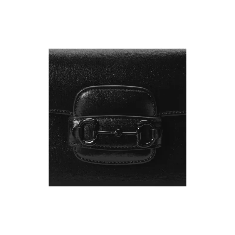 GUCCI Horsebit 1955 Leather Crossbody Bag, Shoulder Bag Women's Black-8