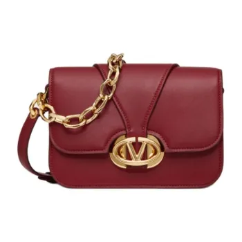 Valentino Vlogo Sheepskin Portable Crossbody Bag Shoulder Bag Women's Deep Red