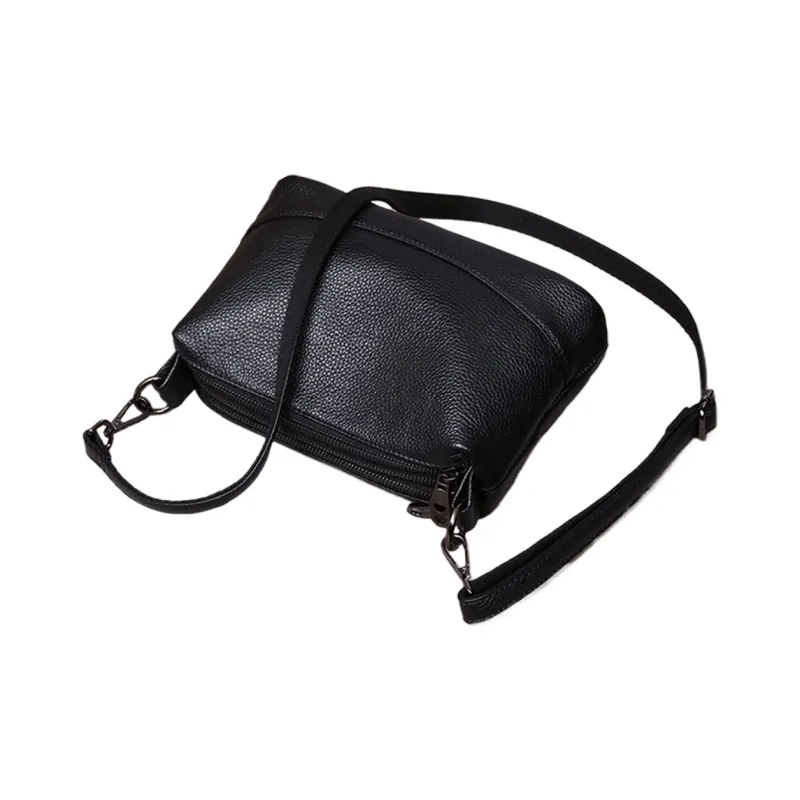 COMELY Cow Leather Patchwork Synthetic Leather Shoulder Bag Mom Bag Crossbody Bag Regular Women's Black-3