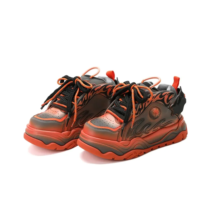 X·LUN Snowy Foot Collection Height Increasing Slip Resistant Low Top Skateboard Shoes Unisex Orange-2
