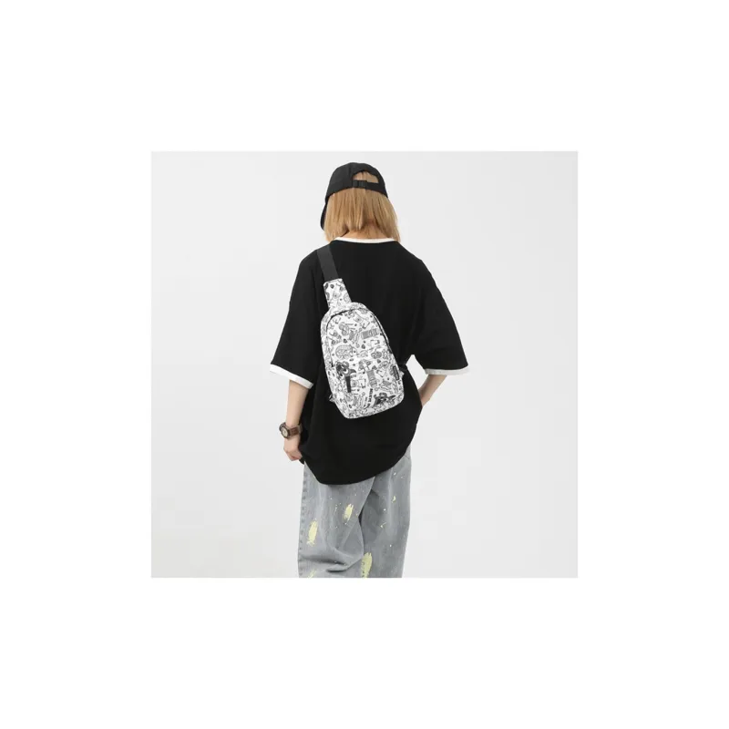 GKY Nylon Sling Bag Regular Unisex White & Black-3