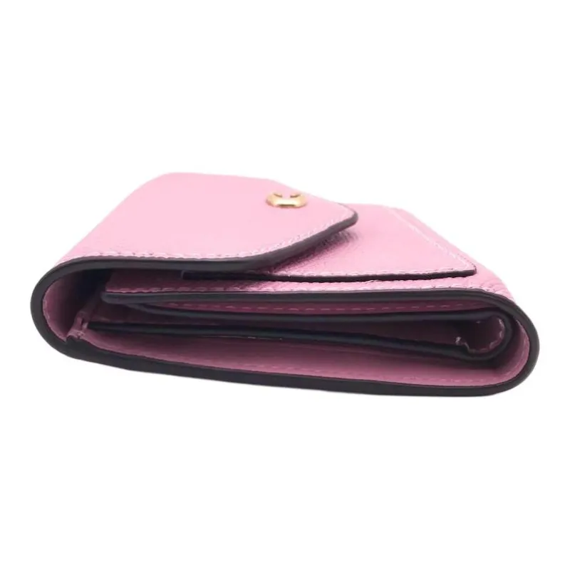 COACH Wyn Split Cow Leather Card Holder Document Wallet Wallet Small Size Women's Pink-3