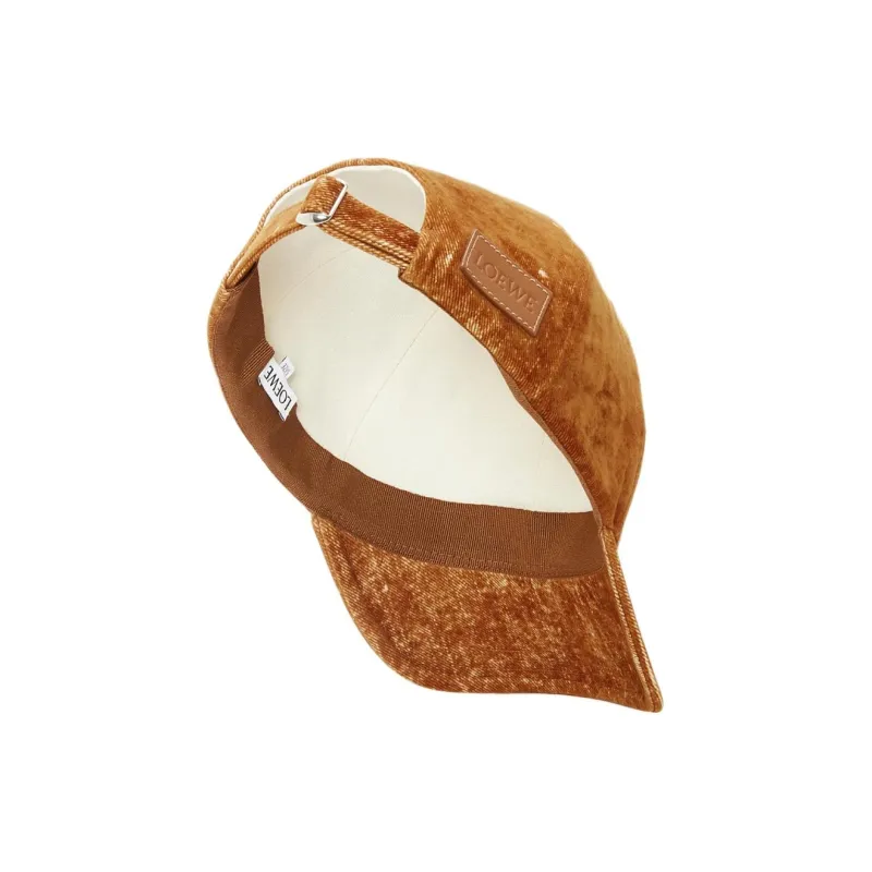 LOEWE Cotton Cow Leather Baseball Caps Men's Brown-1