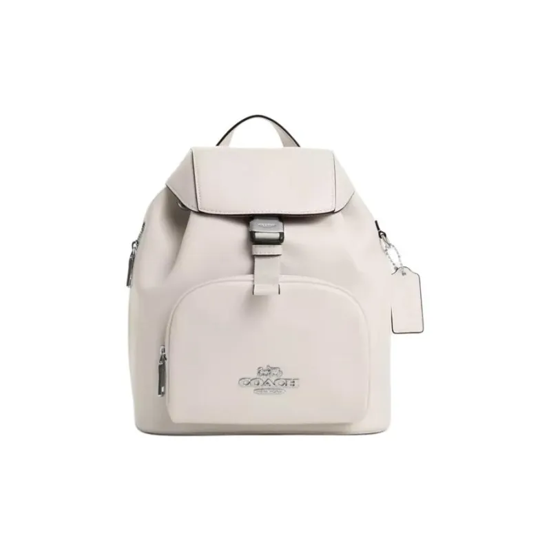 COACH Cow Leather Backpack Regular Women's Silver & Chalk White-0