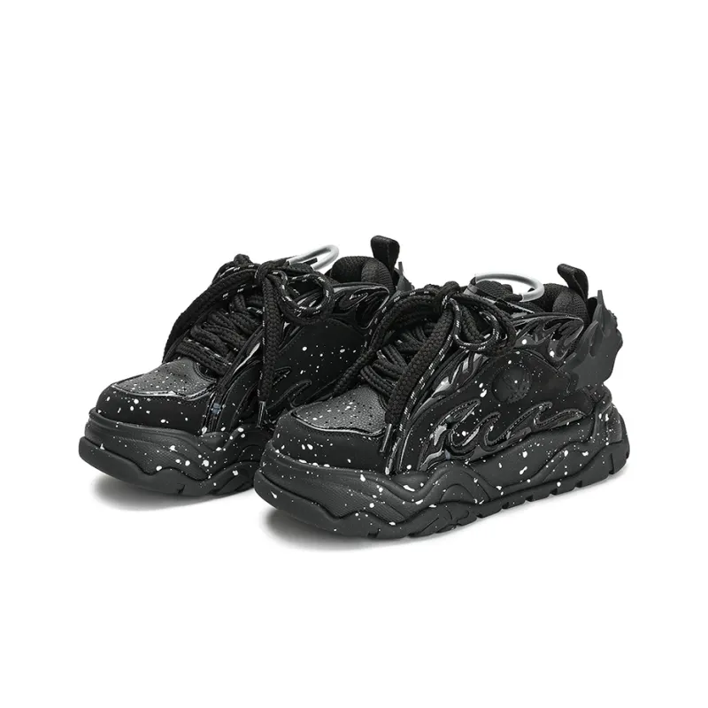 X·LUN Snowy Foot Collection Height Increasing Wear Resistant Slip Resistant Low Top Skateboard Shoes Unisex Black-2