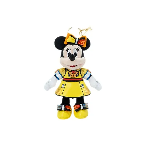 Disney Minnie Colorful Celebration Street Party Key Ring Dolls Plush Pendant 15cm High-0
