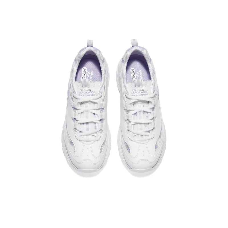Skechers Flower Sea Bear Cushioning And Breathable Low Top Chunky Sneakers Women's Floral Purple-5