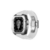 Black Case Silver Bezel, White Strap