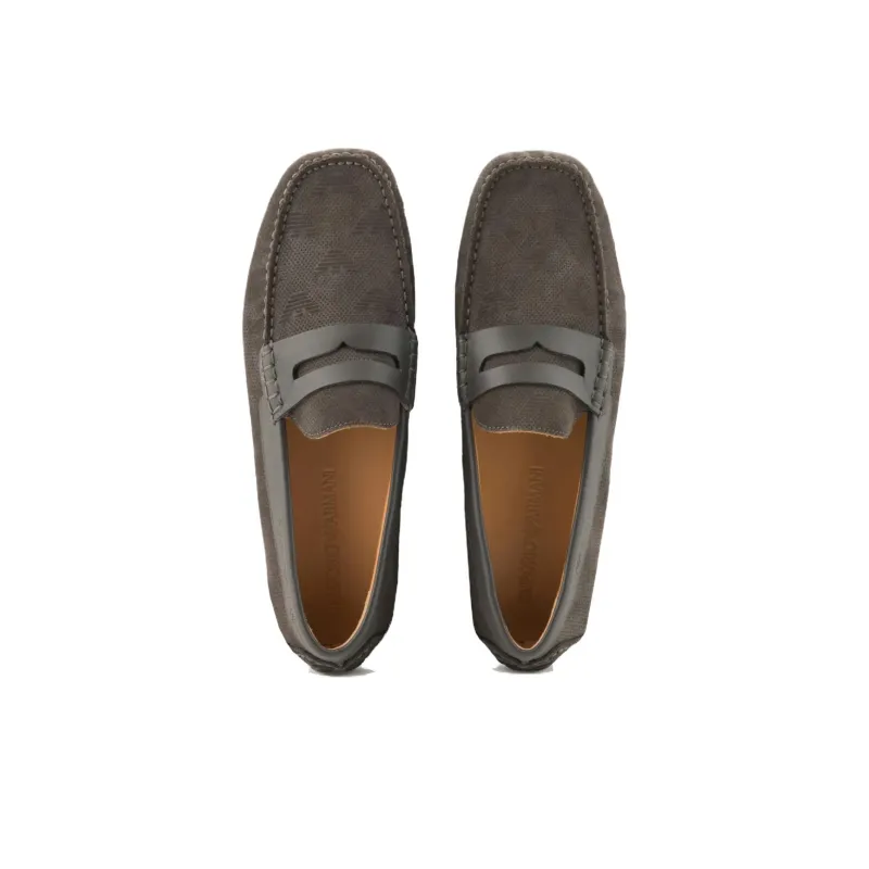 EMPORIO ARMANI Monogram print Suede Loafers-2