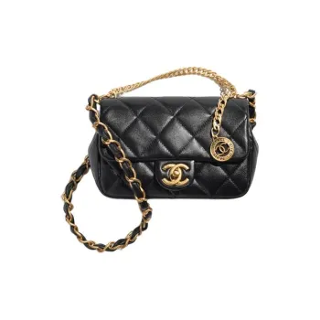 CHANEL Lambskin Flap Bag Handbag Shoulder Bag Crossbody Bag Women's Black