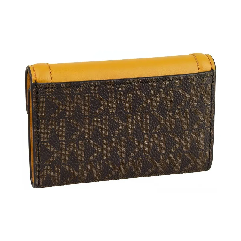 MICHAEL KORS Leather Patchwork PVC Key Pouch Women's Brown/Yellow-1