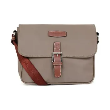 H HEXAGONA PARIS Nylon With Two Layer Leather Shoulder Bag, Crossbody Bag Women's Gray