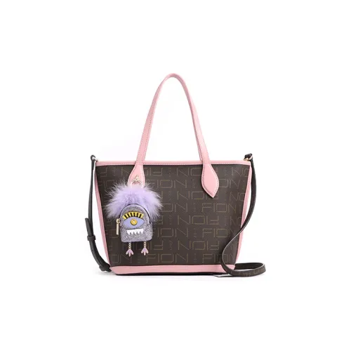 FION PVC Handbag Shoulder Bag Crossbody Bag Medium Size Women's Coffee & Pink