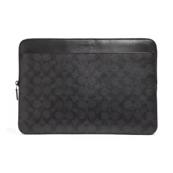 COACH Canvas With Leather Laptop Bag Clutch Large Size Men's Charcoal Black