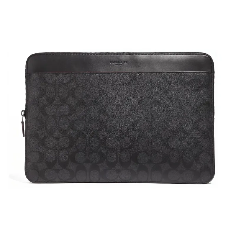 COACH Canvas With Leather Laptop Bag Clutch Large Size Men's Charcoal Black-0