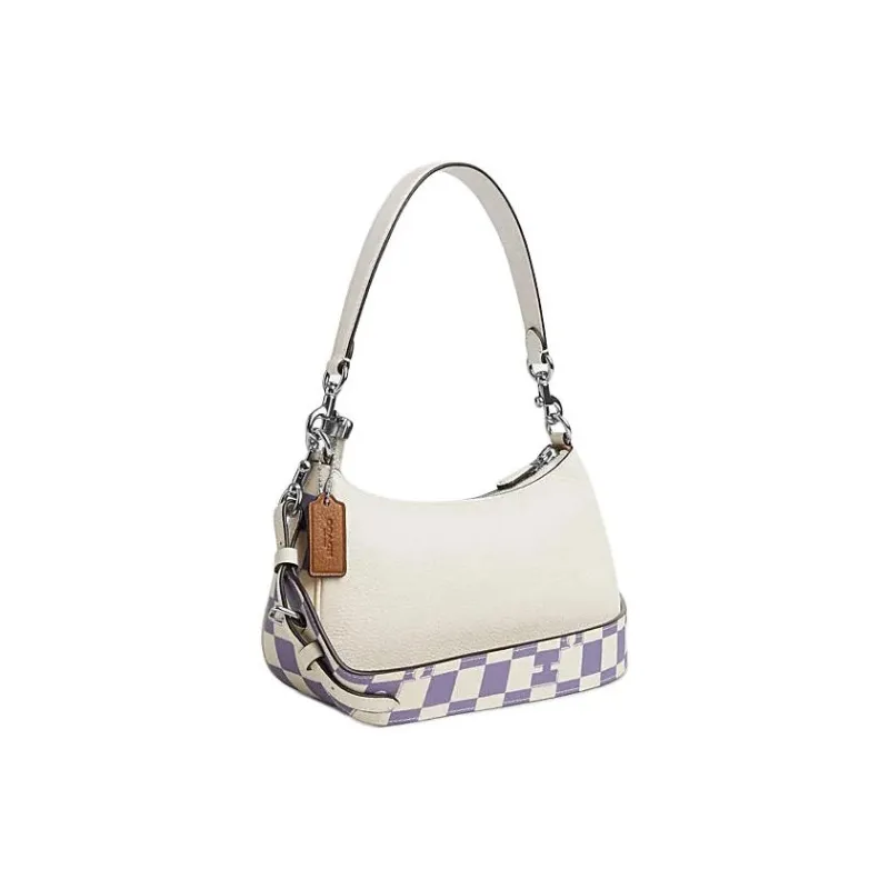 COACH Teri Cow Leather With Artificial Leather Portable Crossbody Bag, Shoulder Bag Women's Light Violet & Chalk White-1