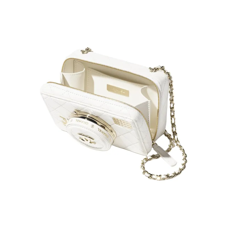 CHANEL Sheepskin Shoulder Bag, Crossbody Bag Women's White-3