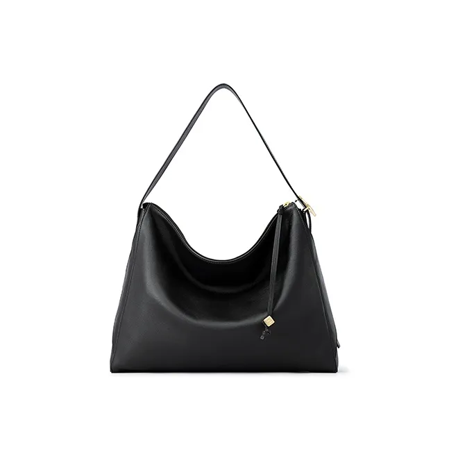 FION Cow Leather Tote Bag, Shopping Bag, Handbag, Shoulder Bag, Crossbody Bag Tubas Women's Night Black-0