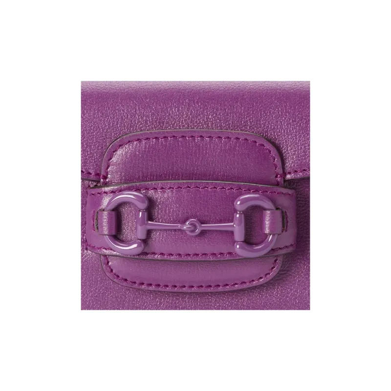 GUCCI Horsebit 1955 Leather Shoulder Bag, Crossbody Bag, Handbag Extra Mini Women's Purple-10