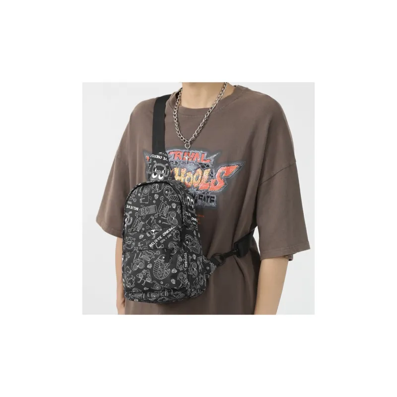 GKY Nylon Sling Bag Regular Unisex White & Black-9