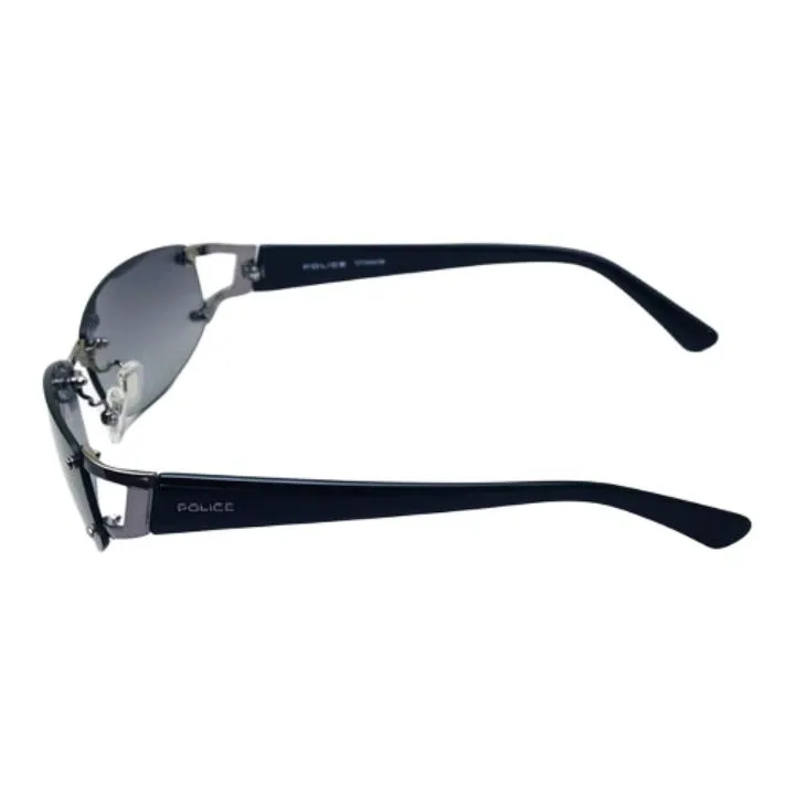Police Titanium Plastic Rectangular Sunglasses Men's Black-3