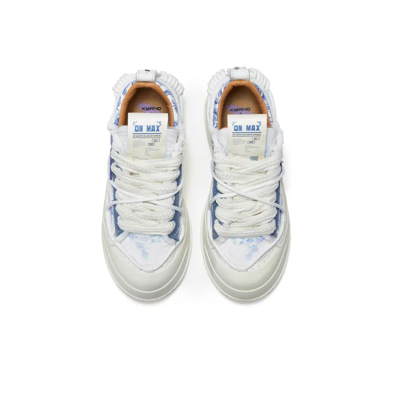 ON MAX Paper Airplane Series Abrasion Resistant Height Increasing Low Top Skateboard Shoes Unisex Blue White-4