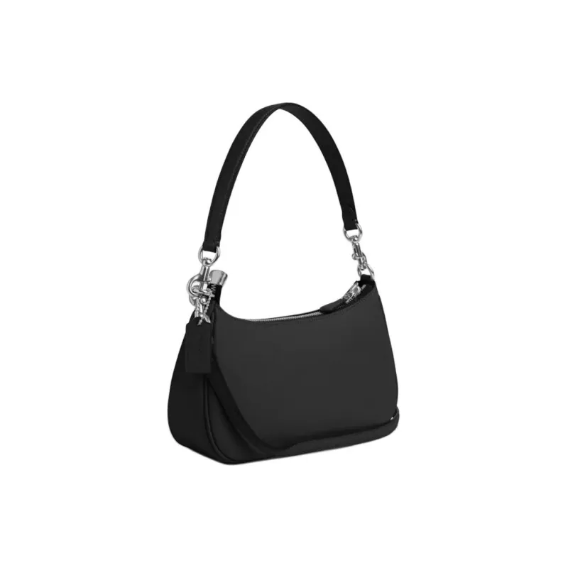 COACH Teri Smooth Leather Portable Crossbody Bag Shoulder Bag Medium Size Women's Silver & Black-1