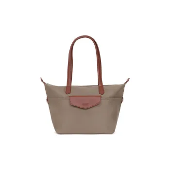 H HEXAGONA PARIS Nylon With Two Layer Leather One Shoulder Handbag Regular Women's Gray
