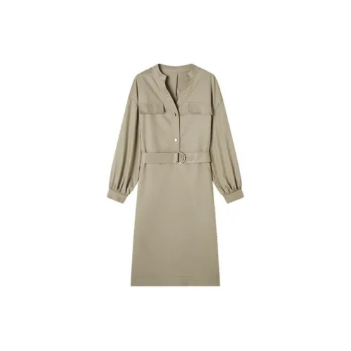 MT Long-Sleeved Dresses Women's Linen