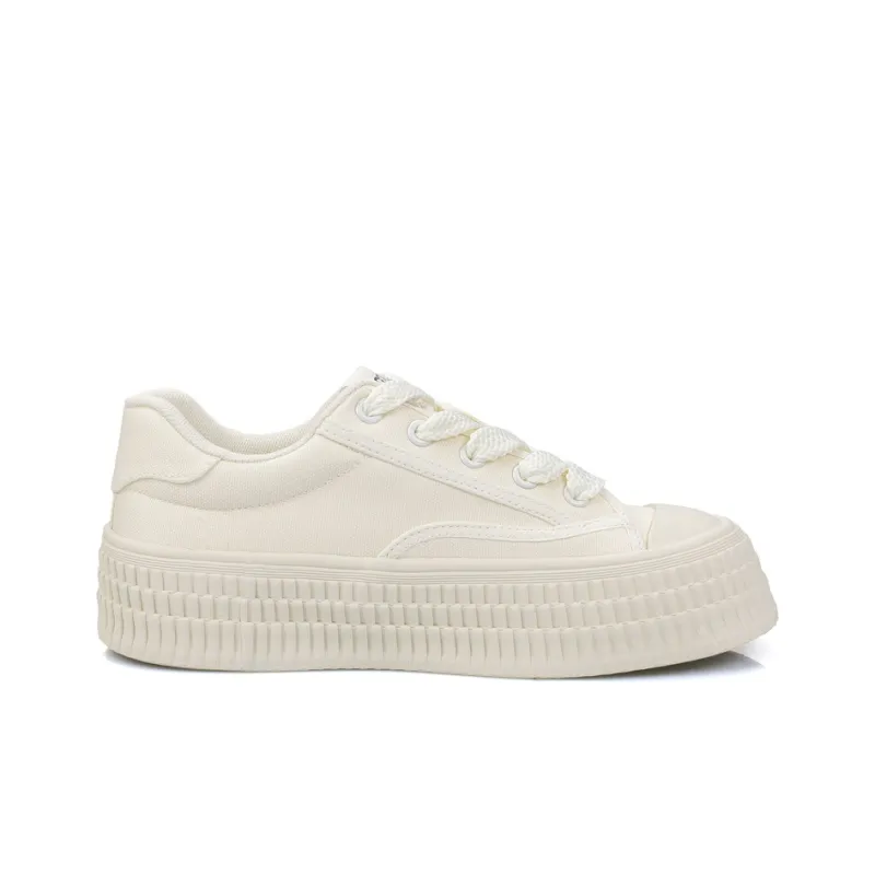 B10CROWN Anti Slip Wear Resistant Low Top Canvas Shoes Women's Beige-1