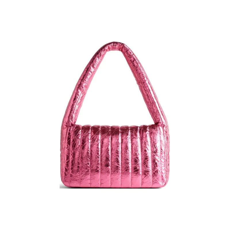 Balenciaga Metallic Embossed Calfskin Handbag Shoulder Bag Women's Pink-3