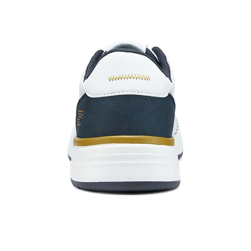 Skechers Durable Breathable Low Top Casual Shoes Men's White Blue-4