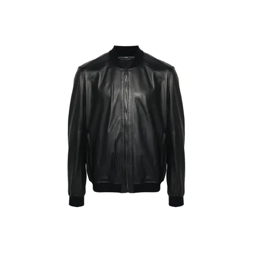 Corneliani Leather Jackets Men Navy