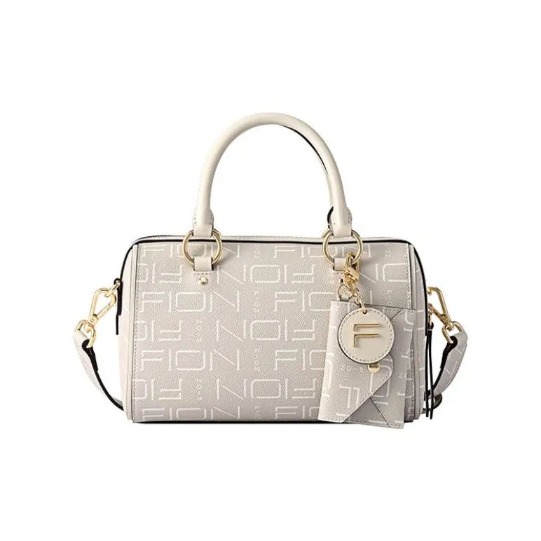 FION PVC Boston Bag Shoulder Bag Crossbody Bag Handbag Small Size Women's Coffee & Camel/Grey & Beige/Brown & Pink-0