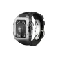 Silver Bezel Black Case, Vinyl Strap