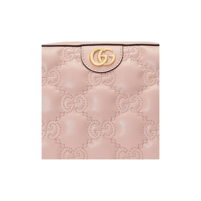GUCCI GG Matelassé Leather Clutches Storage Bags Makeup Bag Small Size Women's Pink-4