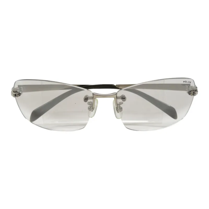 Police Irregular Shape Sunglasses Unisex Silver-0