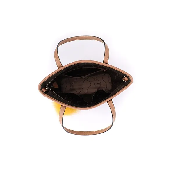 FION Artificial Leather Handbag Shoulder Bag Crossbody Bag Medium Size Women's Coffee & Camel-4