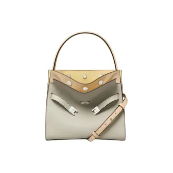 TORY BURCH Lee RadziwillBlake Calfskin Shoulder Bag, Crossbody Bag, Handbag Small Size Women's Feather Gray