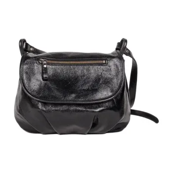 Nat & Nin Crackle Shinny Leather Crossbody Bag, Shoulder Bag Regular Women's Black