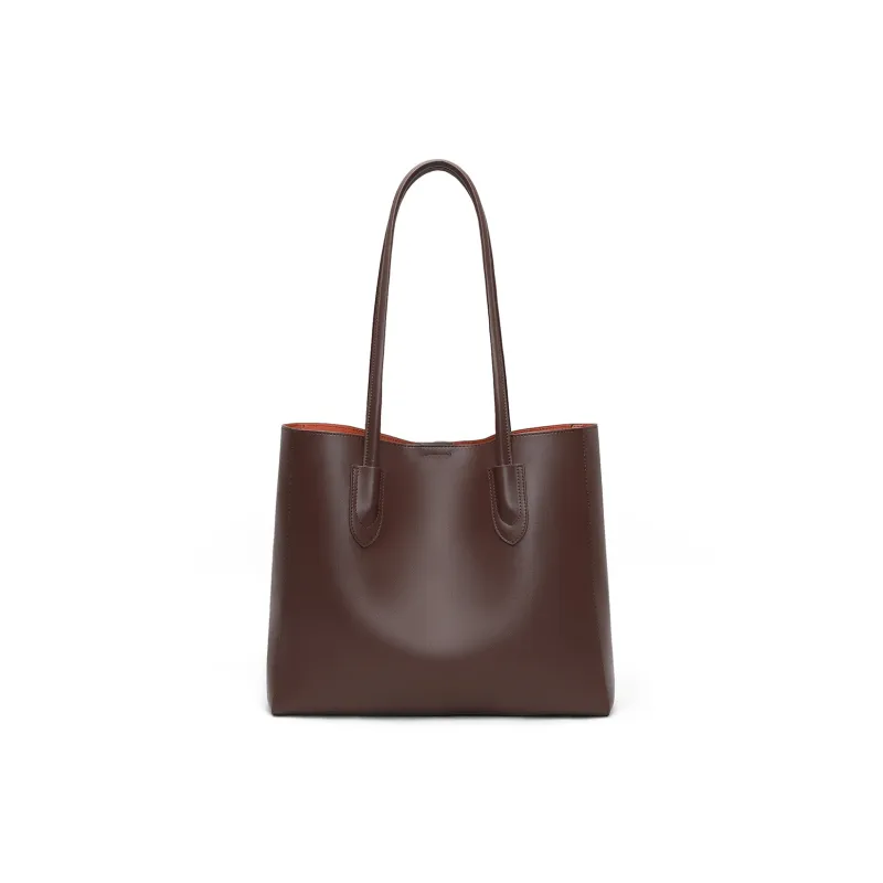 COMELY Cow Leather Commute Bag Large Bag Tote Bag Shoulder Bag Women's Caramel/Coffee-5