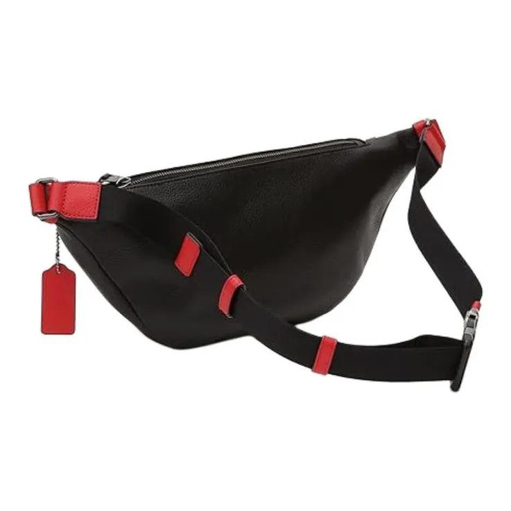 COACH Disney X Keith Haring Collaboration Leather Sling Bags One Shoulder Crossbody Fanny Pack Large Size Men's Red-3