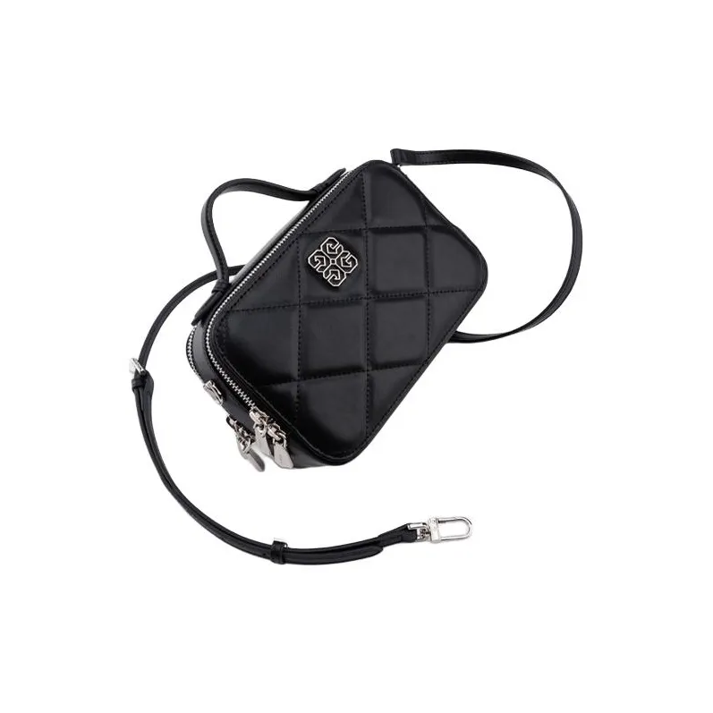 HONGU Cow Leather Camera Bag, One Shoulder Handbag Regular Women's Ecru/Pitch Black-6