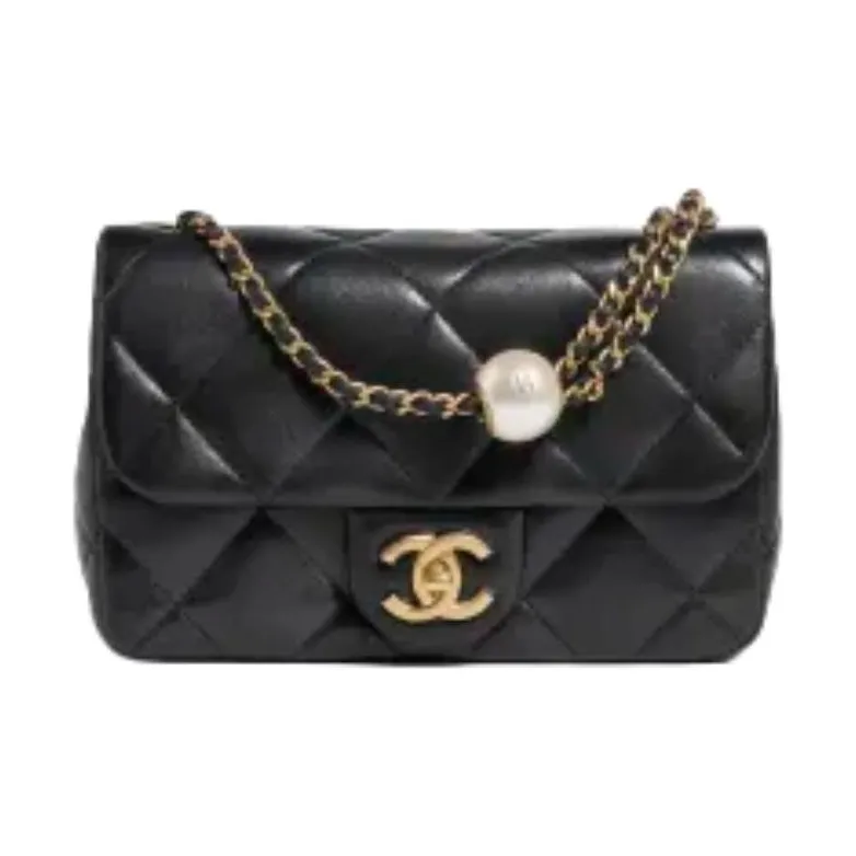 CHANEL Sheepskin Crossbody Bag, Shoulder Bag Mini Women's Black-1
