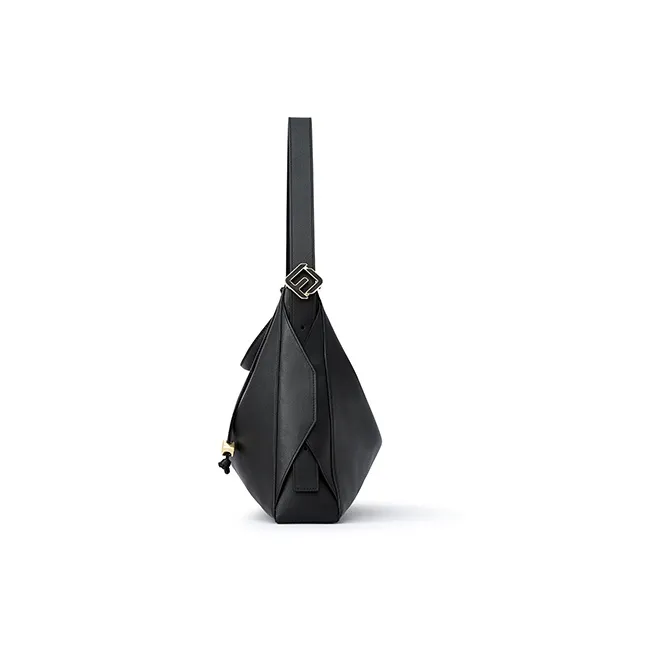 FION Cow Leather Tote Bag, Shopping Bag, Handbag, Shoulder Bag, Crossbody Bag Tubas Women's Night Black-2